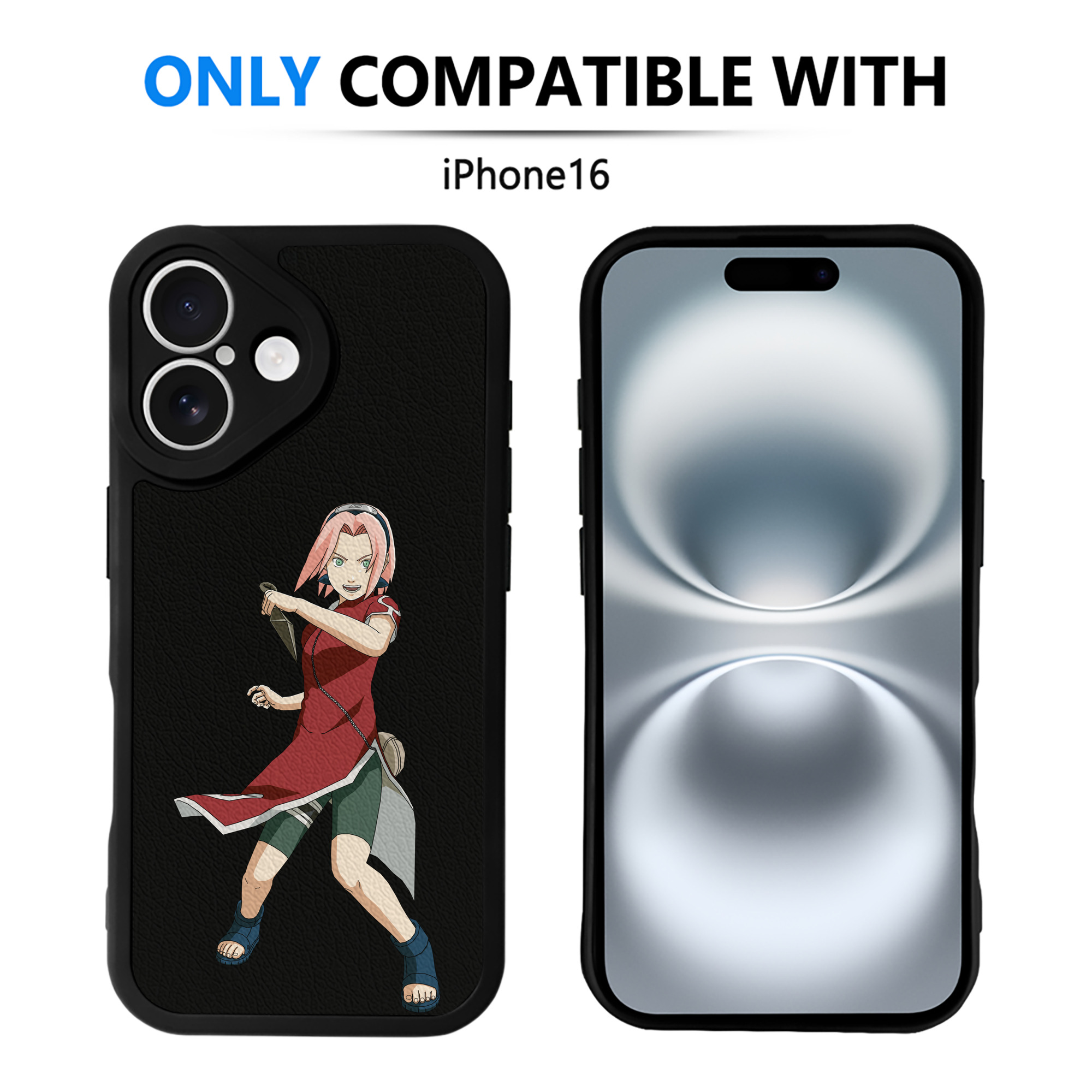 （画像用） NARUTO -ナルト- 春野サクラ Haruno Sakura 【iPhone 16シリーズ対応】シリコンスマホケース（レザー調） 材質：シリコン